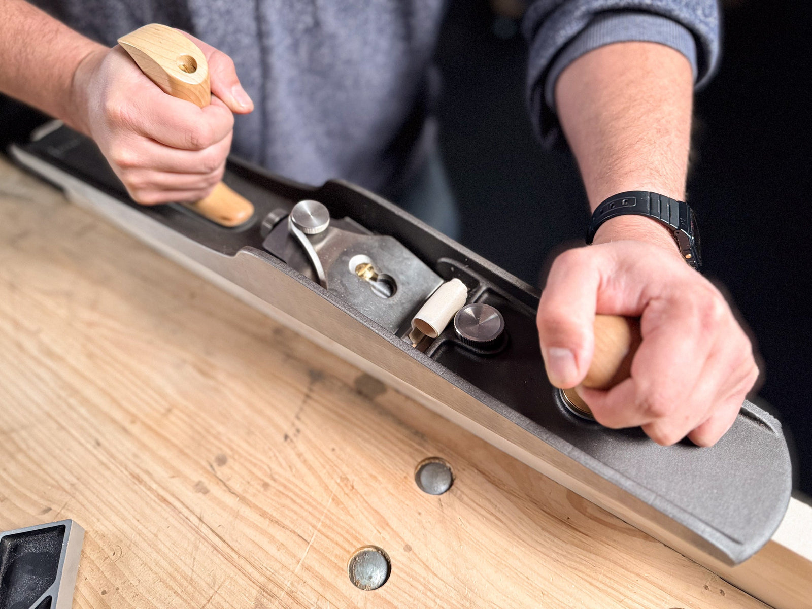 Hero image of the Melbourne Tool Company Jointing Plane in use